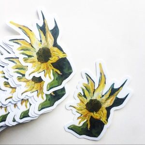 Sunflower Kiss Cur Stickers By LesLeaEllison